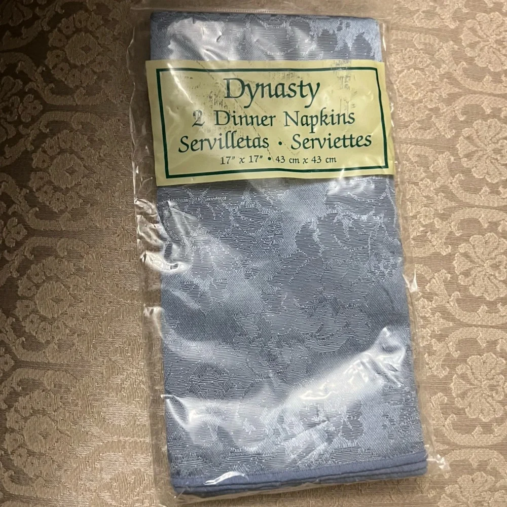 Dynasty Dinner Napkins light Blue Floral Damask  set of 2 17
